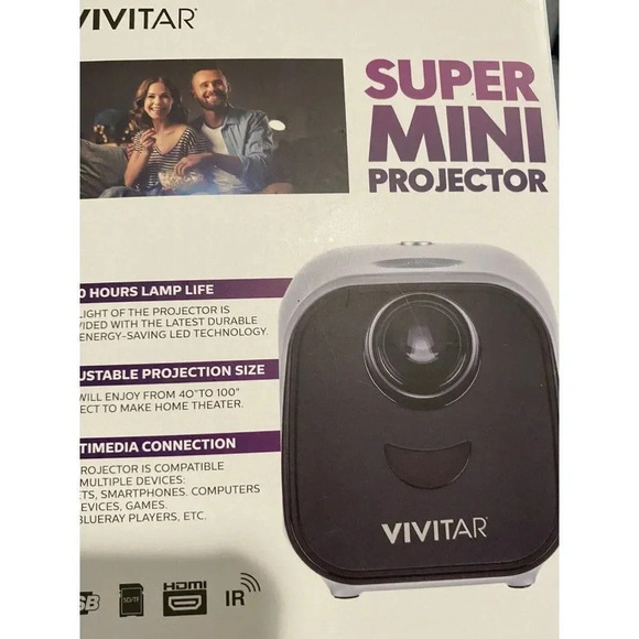 BRAND NEW- VIVITAR SUPER MINI PORTABLE PROJECTOR 1080P SUPPORT FHD - Picture 3 of 5